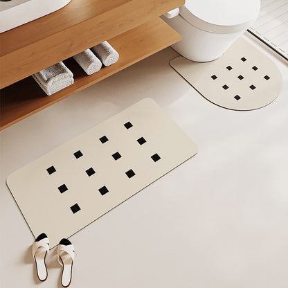 Non-Slip Memory Foam Bathroom Rug Set with Geometric Square Cutout Pattern