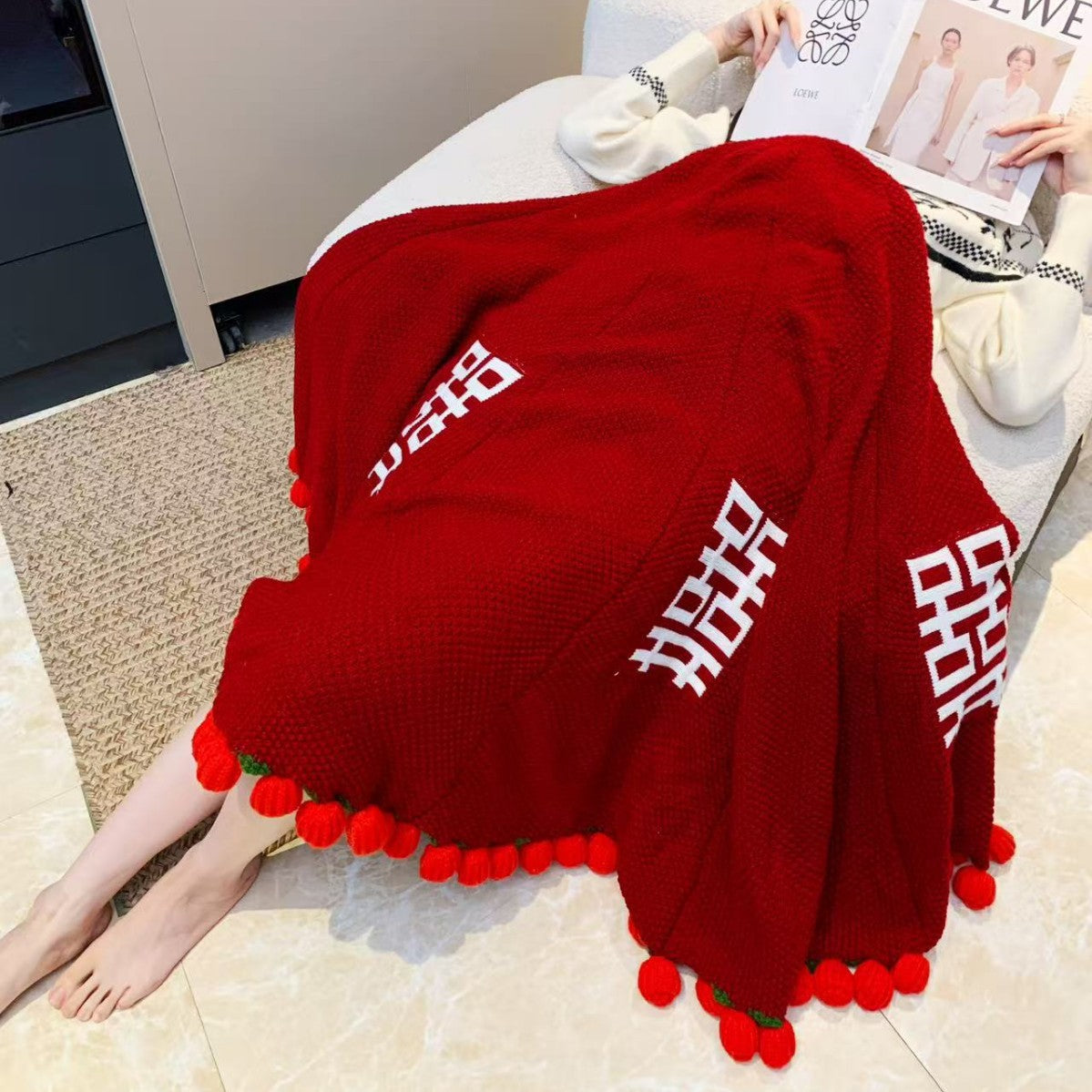 Kuscheldecke Mit Dekorativem Pompon-Fransen Brehn