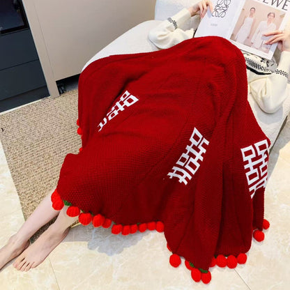 Kuscheldecke Mit Dekorativem Pompon-Fransen Brehn