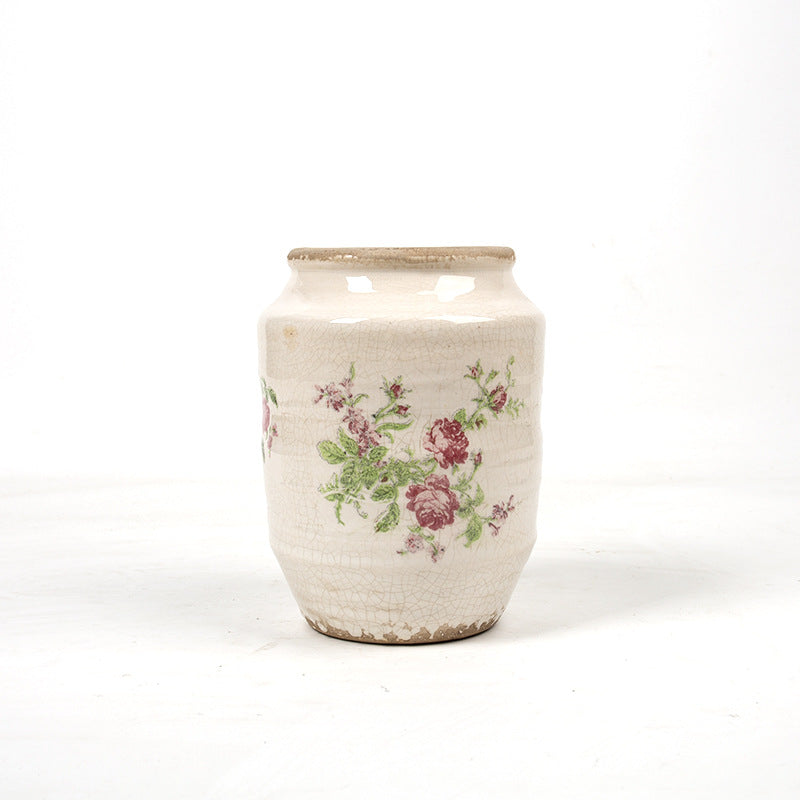 Florales Keramik Blumentopf mit Kunstmuster Brehn