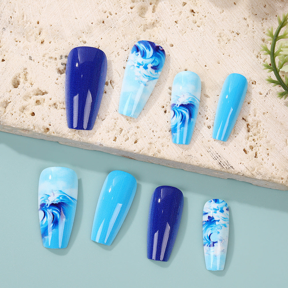 Kunstnagel Set mit maritimen Wellenmotiven Brehn