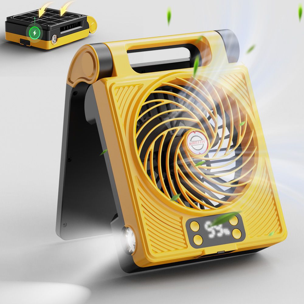 Unisex nan tragbarer faltbarer Akku-Ventilator mit LED-Taschenlampe und Solar-Ladefunktion Brehn