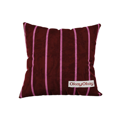 Square Velvet Striped Decorative Throw Pillow with Plush Insert