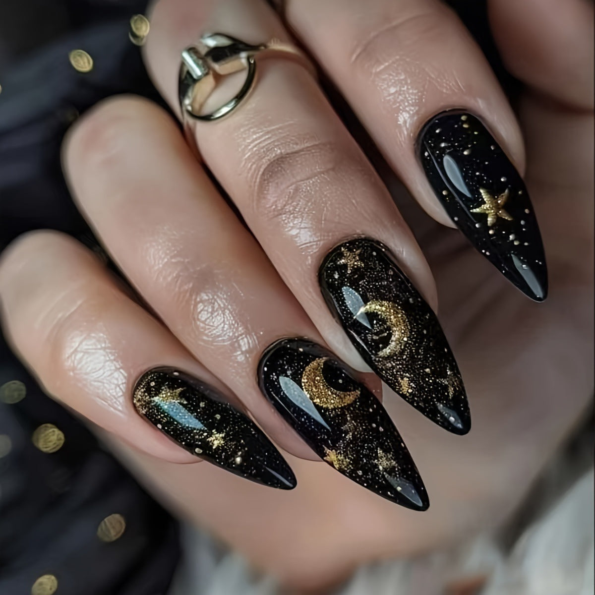 Glamouröse Nagelkunst Im Mond- und Sternen-Design Brehn