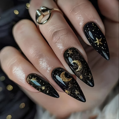 Glamouröse Nagelkunst Im Mond- und Sternen-Design Brehn
