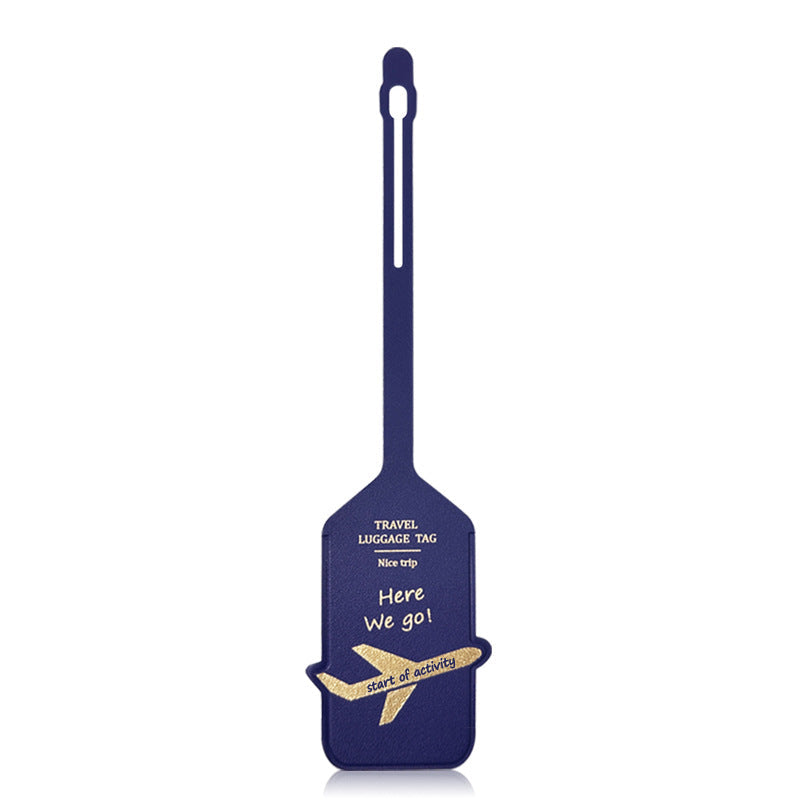 premium leder reisegepäck ID-Tag mit geprägtem Flugzeugmotiv und verstellbarem Riemen Brehn