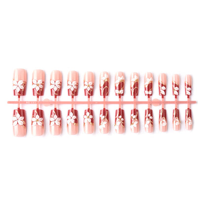 Floral Decorative Press-On Nail Art Set