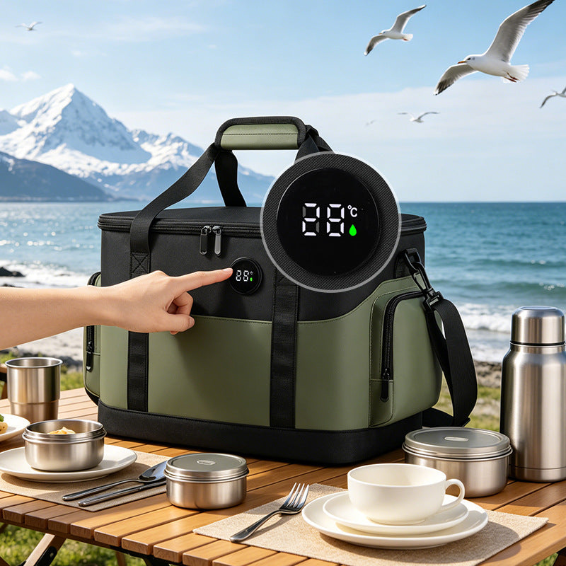Isolierte Lunch-Kühltasche mit Seitentaschen und verstellbarem Schulterriemen Brehn