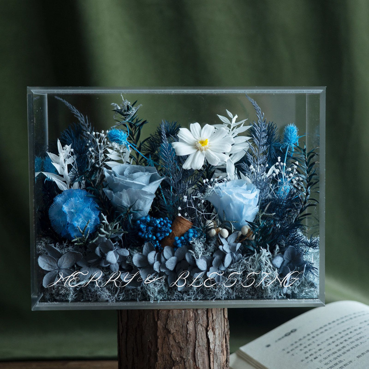 Konservierte Blumenanzeige Box