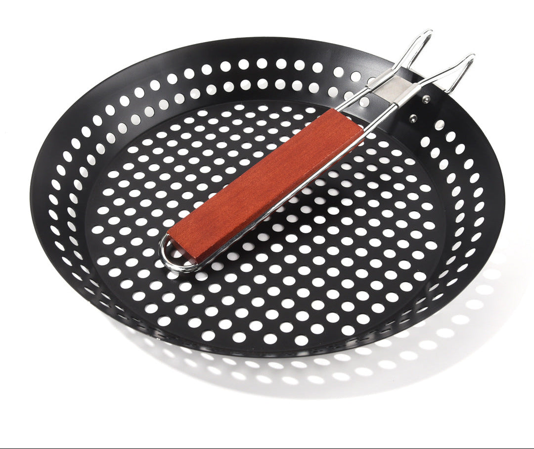 Perforierter Grillkorb Aus Stahl mit Klappbarem Holzgriff Brehn