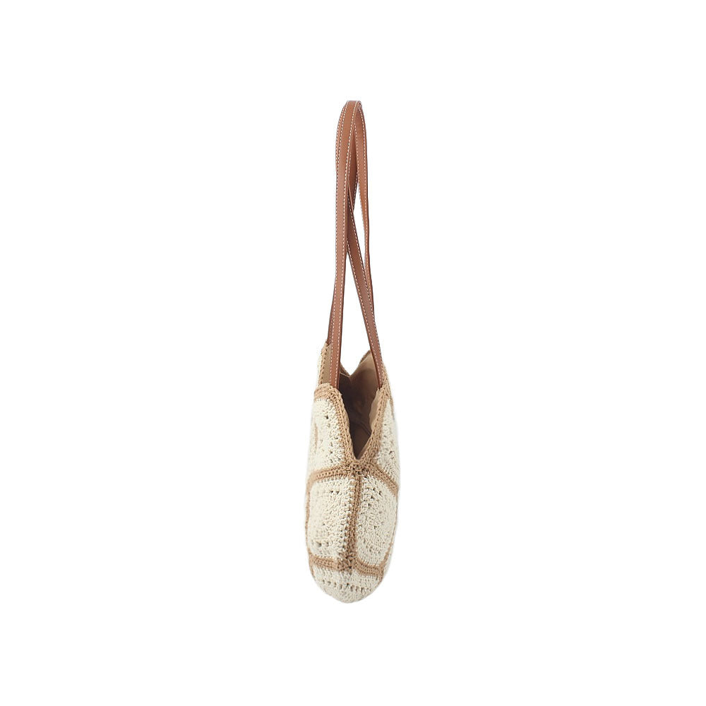 Häkel Tasche mit Eleganter Lederakzent Brehn