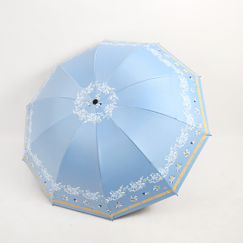 Damen Eleganter Falt-Regenschirm mit floralen Mustern Brehn