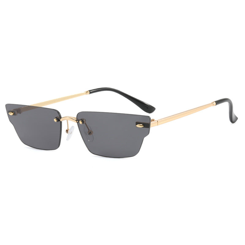 Damen geometrische Sonnenbrille mit filigranem Rahmen und transparenten Gläsern Brehn