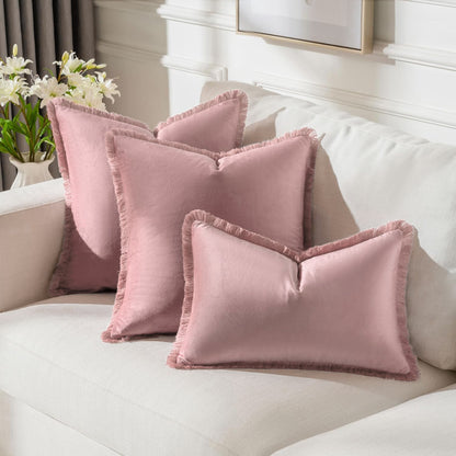 Fringed-Kante Quadrat und Lendenkissen Set