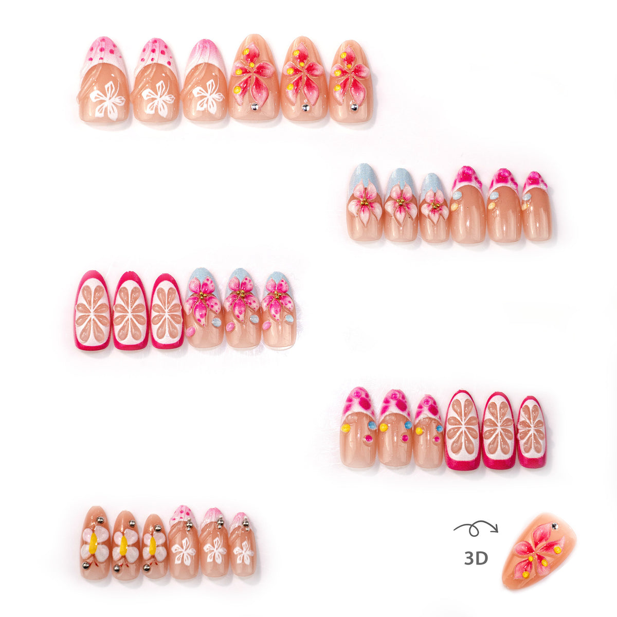 Dekoratives Floral-Nagelkunst-Set