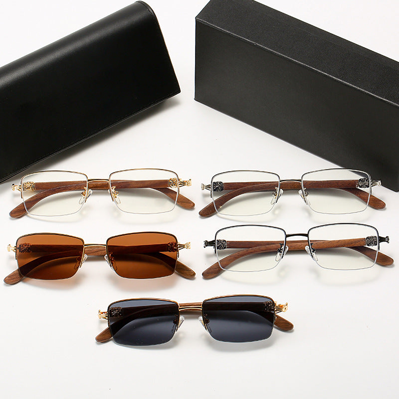 Damen modische Brille mit rechteckigem Rahmen und hochwertigen Holzdetails Brehn