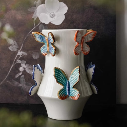 Dekorative Blumenvase mit Schmetterlingen Brehn