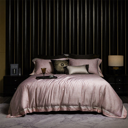 Luxus Satin Leopard-Print Bettbezug Set mit Kontrastbesatz