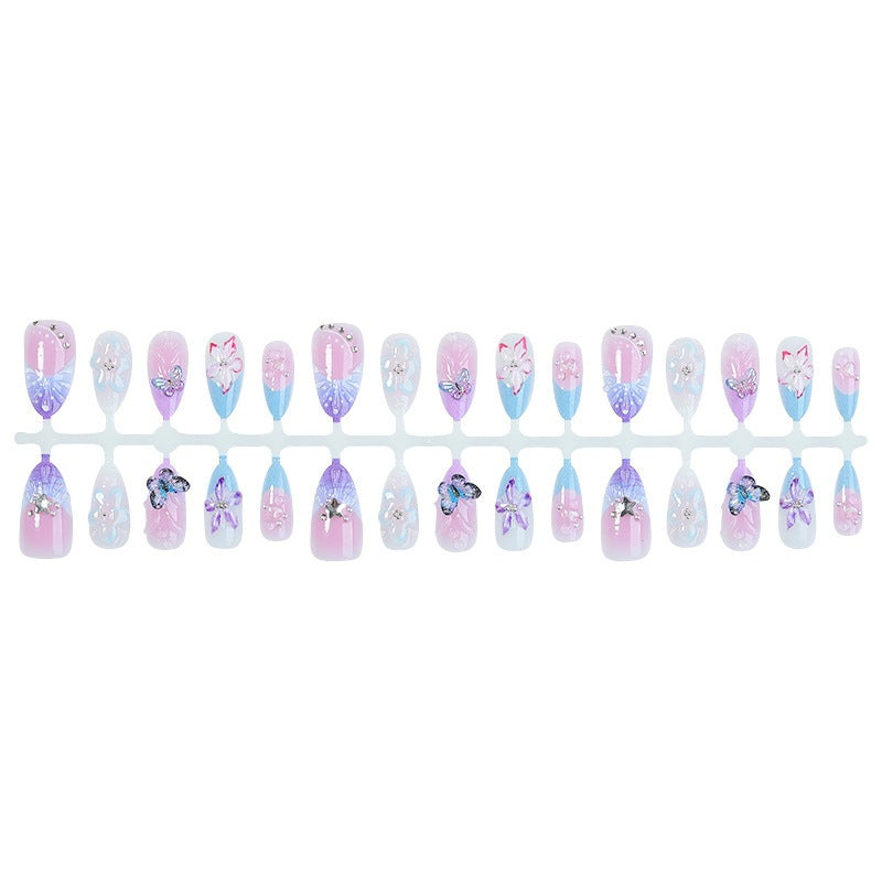 Künstliches Nagelset mit floralen und Glitzerdetails Brehn