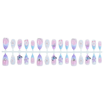 Künstliches Nagelset mit floralen und Glitzerdetails Brehn