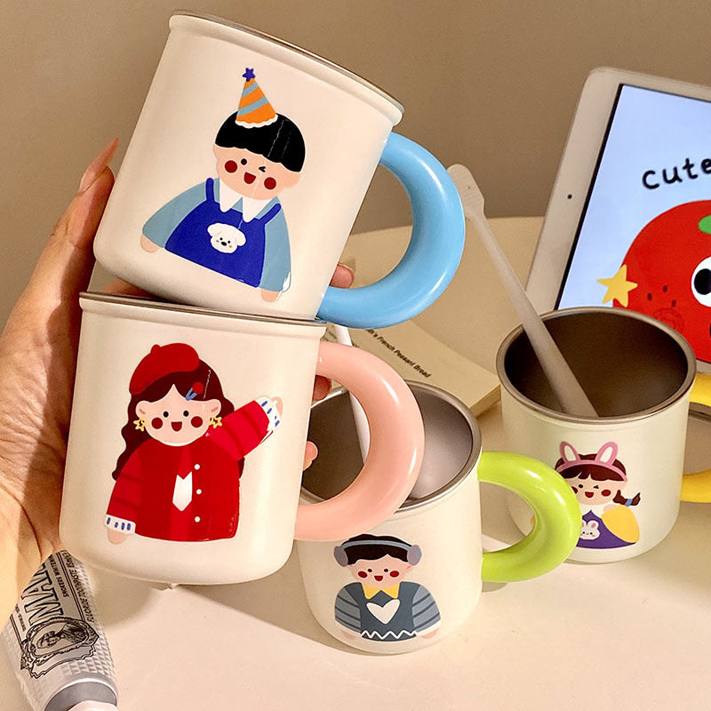 Edelstahl Kaffeebecher mit Fröhlichem Kindermotiv Brehn