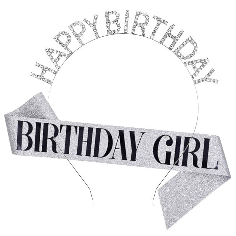 Damen Glitzernder Haarreif mit "Happy Birthday"-Aufschrift Brehn
