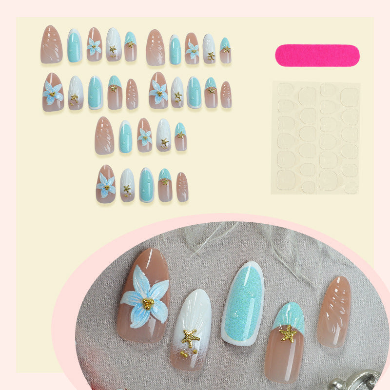 Blumenverzierte Press-On Nagelset Brehn