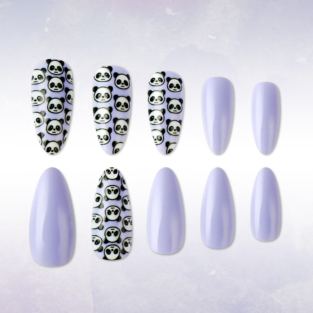 Künstlerisches Panda-Themen Press-On Nagelset Brehn