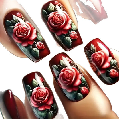 Floral Rose Acryl Nagelkunst Brehn