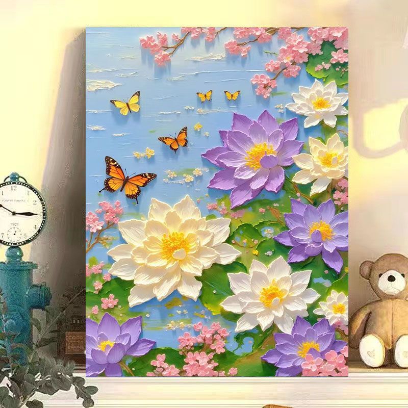 Elegante Floral Lotus Leinwand Kunst Brehn