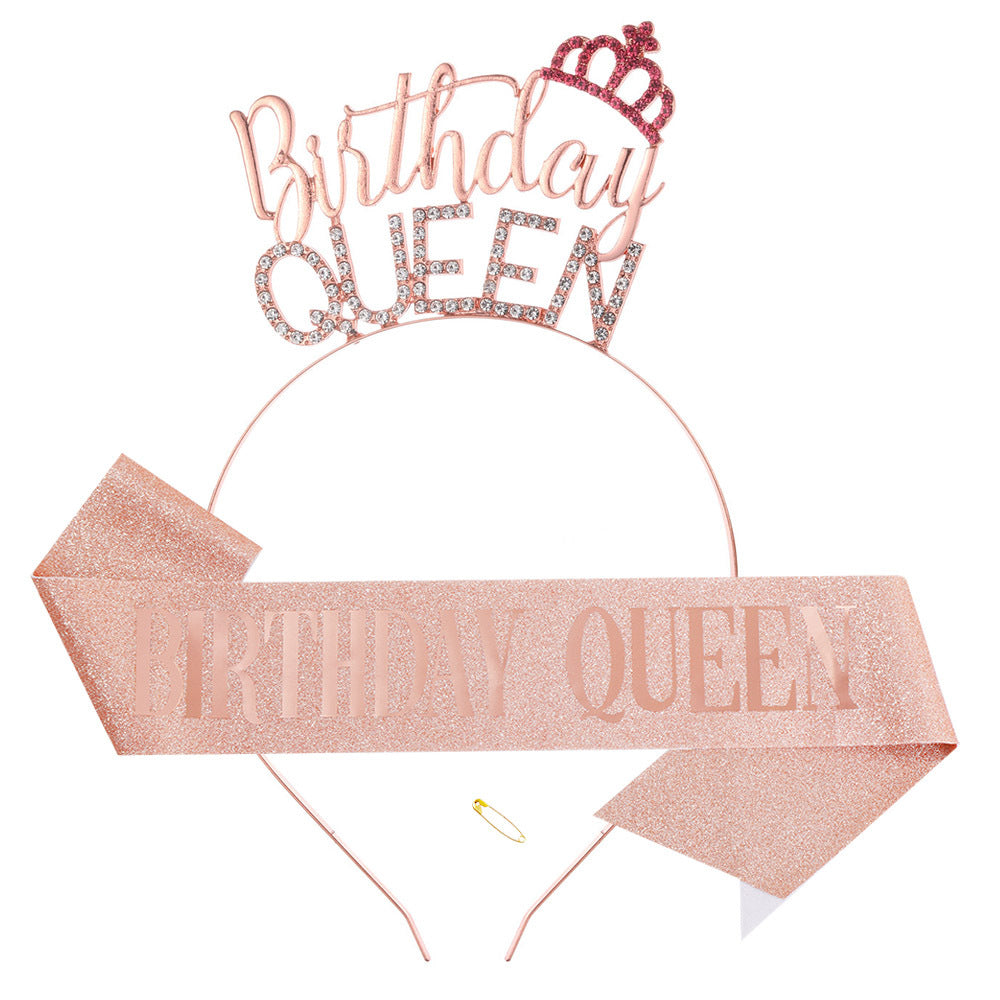 Damen Glitzernder Haarreif mit "Birthday Queen"-Schriftzug Brehn