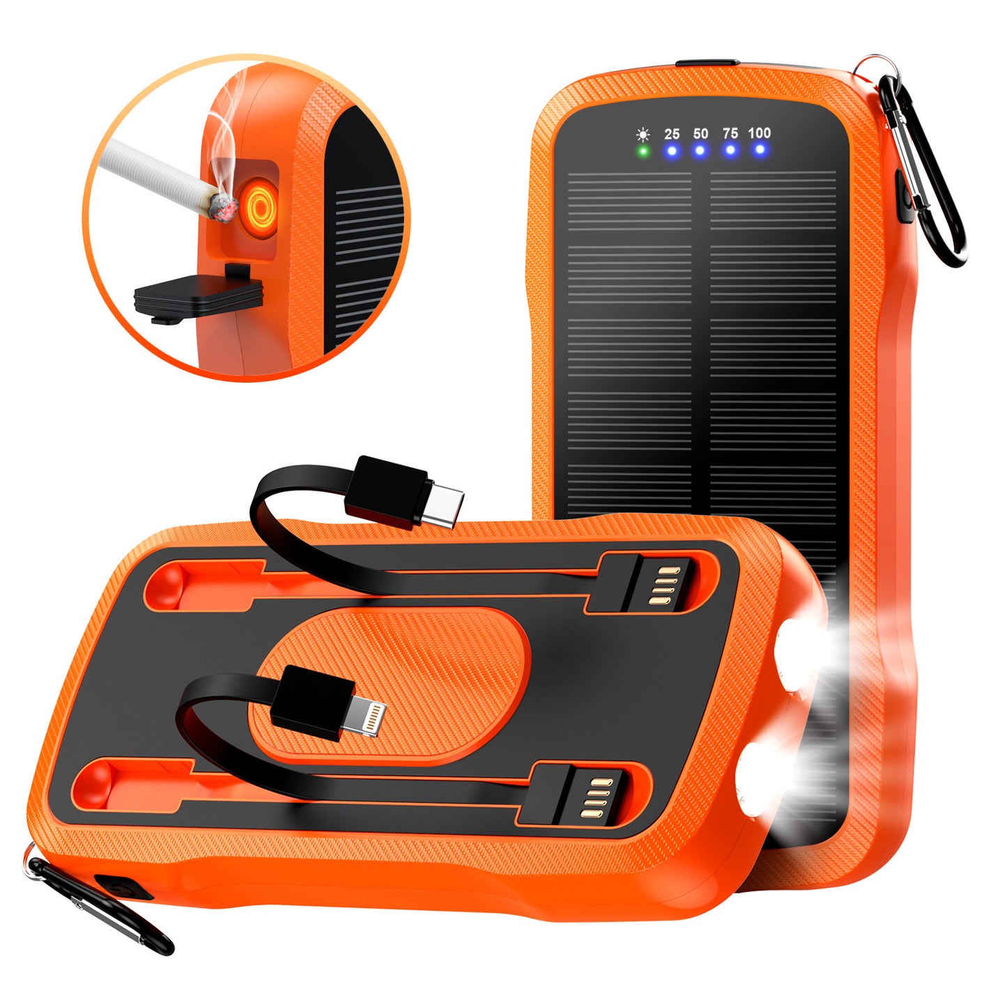 Solar-Ladegerät mit Integrierten Usb-Anschlüssen und LED-Lampen Brehn