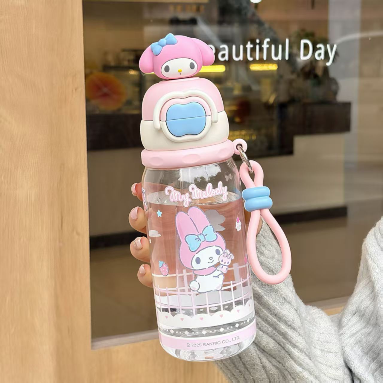 Damen Trinkflasche mit interaktivem Deckel und süßem Pochacco-Design Brehn