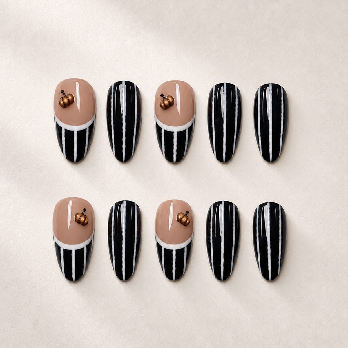 Kunstnagelset mit eleganten Zebra-Designs und kreativen Akzenten Brehn