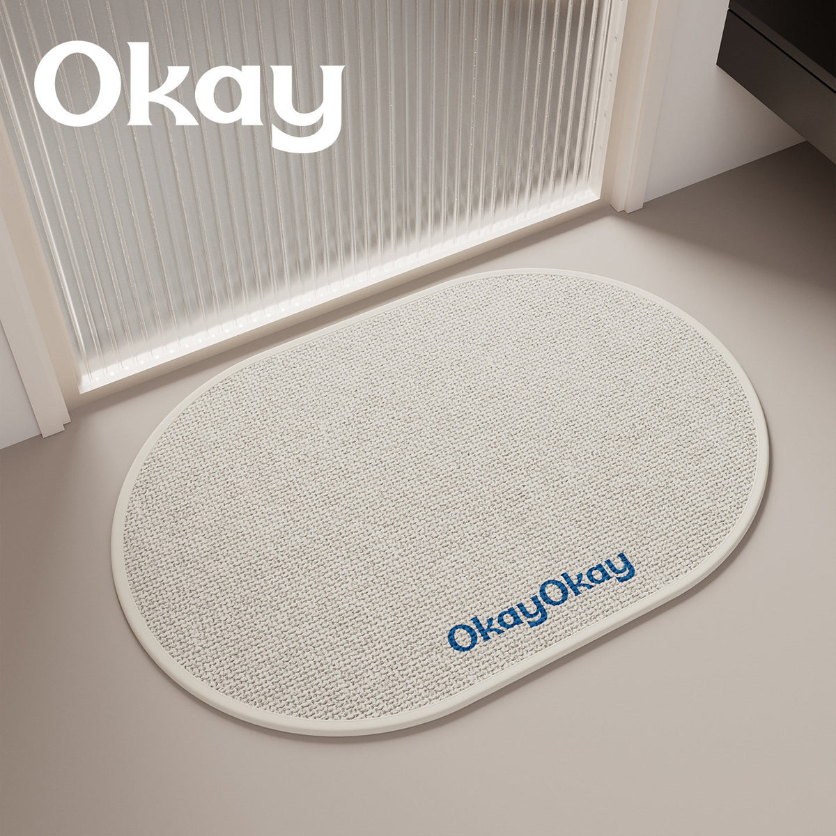 Non-Slip Oval Entrance Door Mat with Absorbent Loop Pile