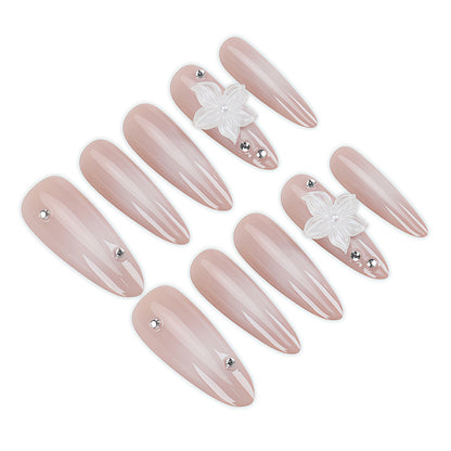 Premium Florale Verzierter Stiletto Nagelset Brehn