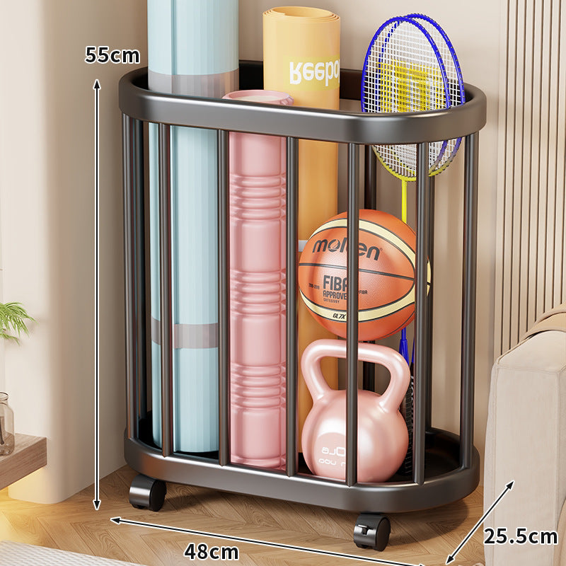 Vertikaler Rollen-Sportgeräte-Storage-Caddy mit offenem Rahmen und schwenkbaren Rollen