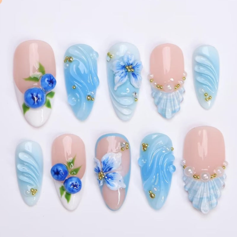 Florale dekorative Press-On Nagelset Brehn