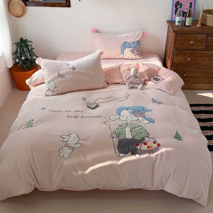 Plüsch Cartoon Kaninchen Bettbezug Set