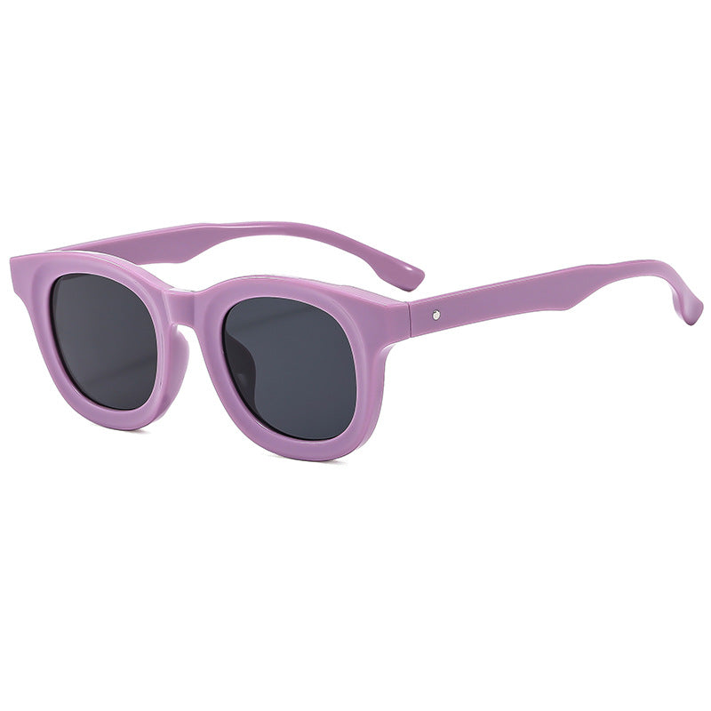 Damen Runde Sonnenbrille mit stylishen, breiten Kunststoff-Rahmen Brehn