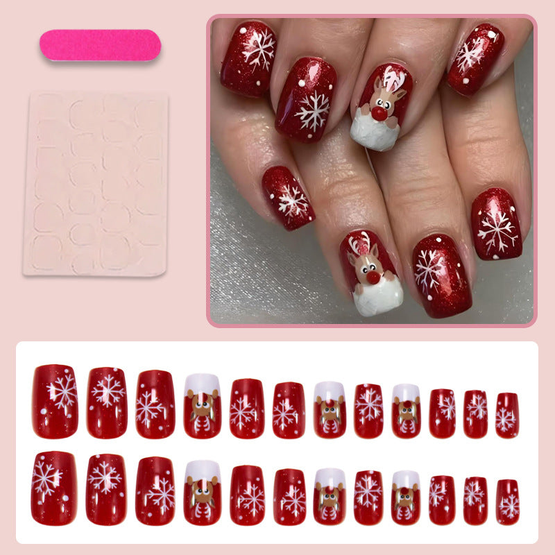 Weihnachts Kunstnagelset mit festlichen Schneeflocken- und Rentierdesigns Brehn