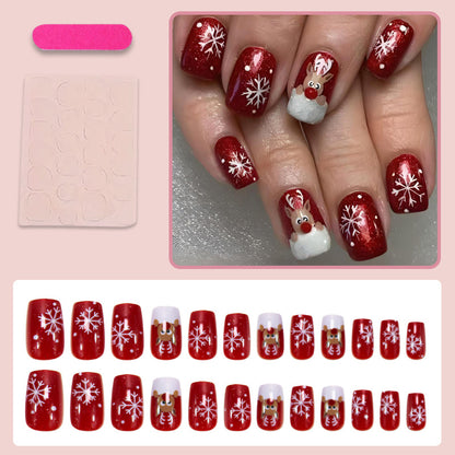 Weihnachts Kunstnagelset mit festlichen Schneeflocken- und Rentierdesigns Brehn