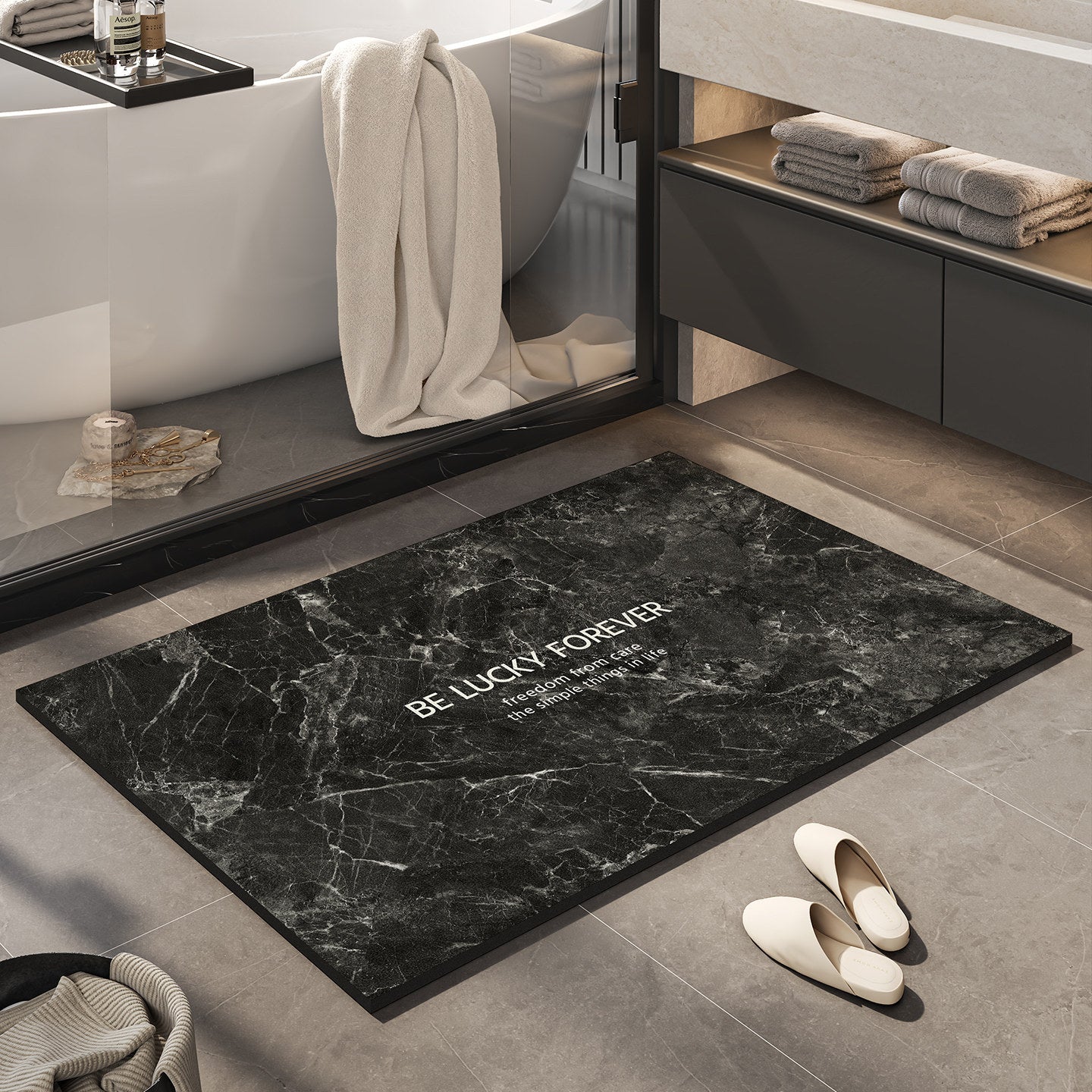 Inspirierendes Marmor-Badeteppich Brehn