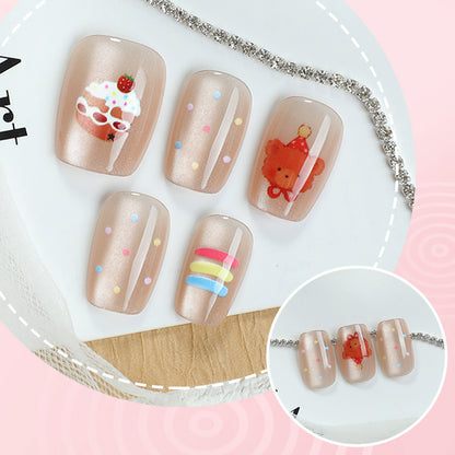 Verspieltes Charakterbedrucktes Press-On Nagelset
