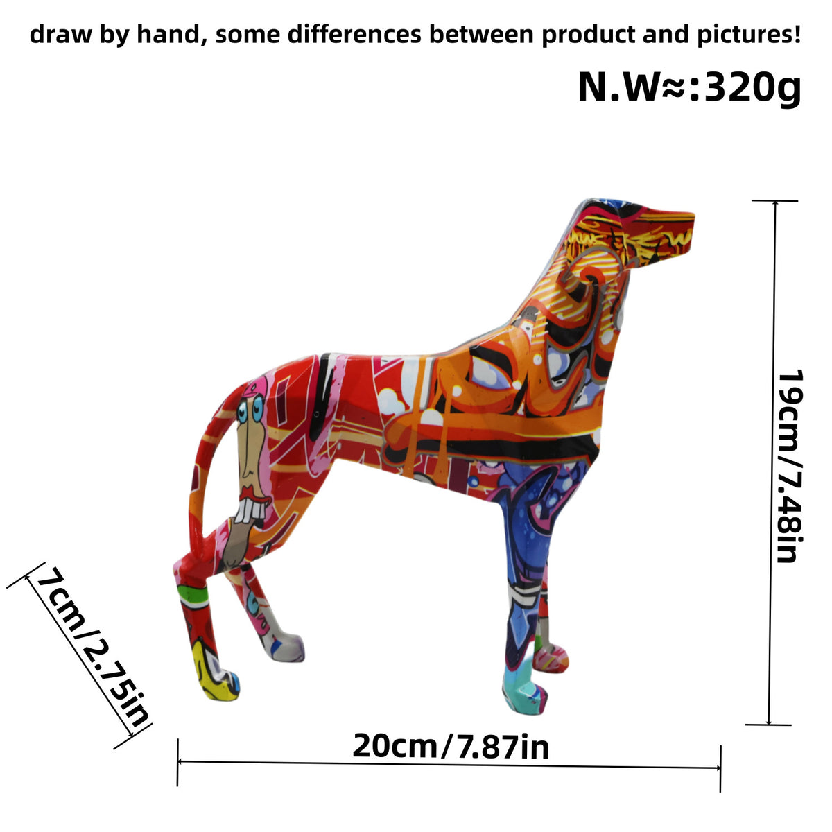 Bunte Dekofigur eines Hundes im modernen Design Brehn
