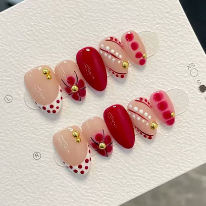 Künstlerisches Blumen-Thema Press-On Nail Set Brehn