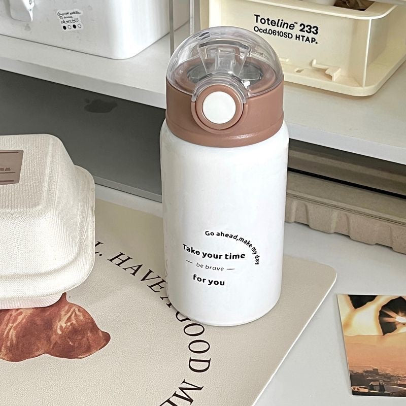 Damen Isoliertrinkflasche mit innovativem Klappdeckel und praktischem Griff Brehn