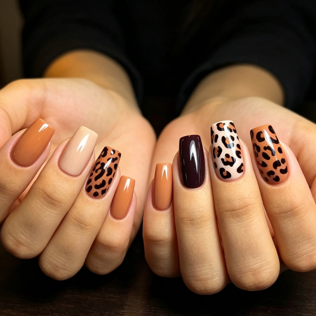 Elegante Leopardenmuster Acryl Nagelkunst Brehn