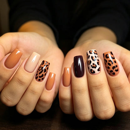 Elegante Leopardenmuster Acryl Nagelkunst Brehn