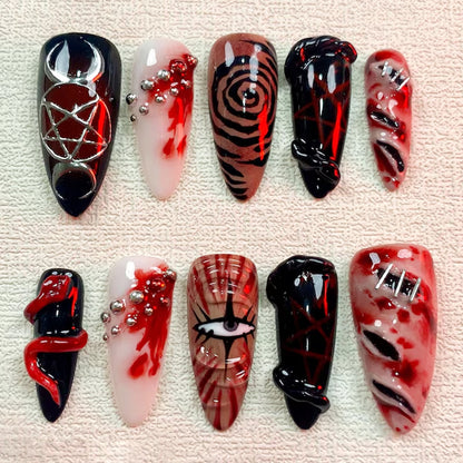 Kreatives Halloween Kunstnagelset mit Gruselmotiven Brehn